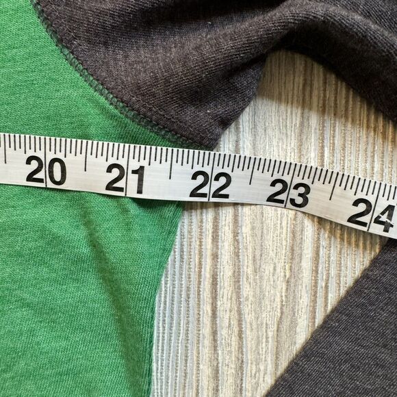 Oregon Ducks Logo LS Raglan Hooded Tee Men’s L Green Gray Box Seat NWT - Picture 9 of 11